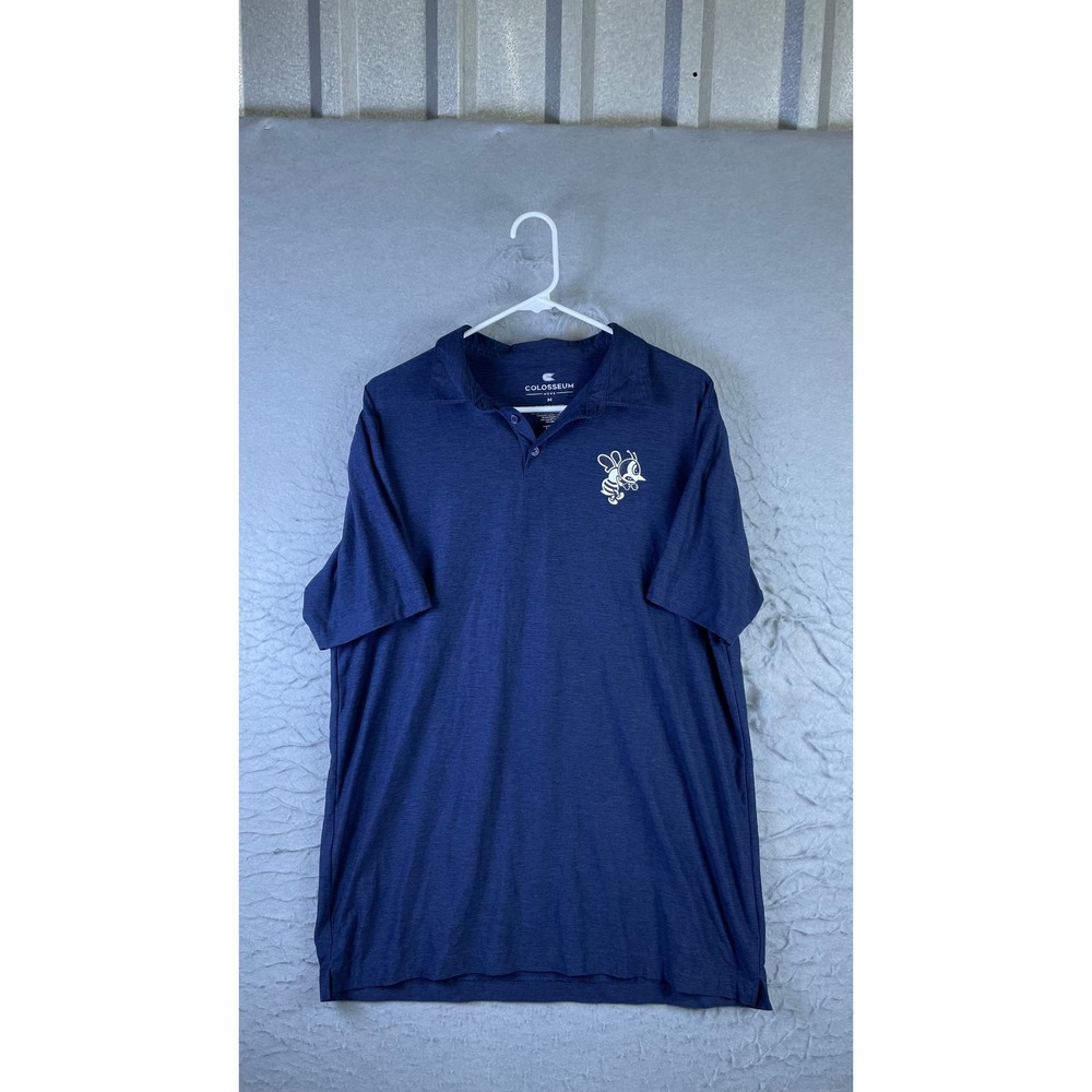 Colosseum Polo Shirt Mens M Blue Excellent Georgia Tech Yellow Jackets Mascot